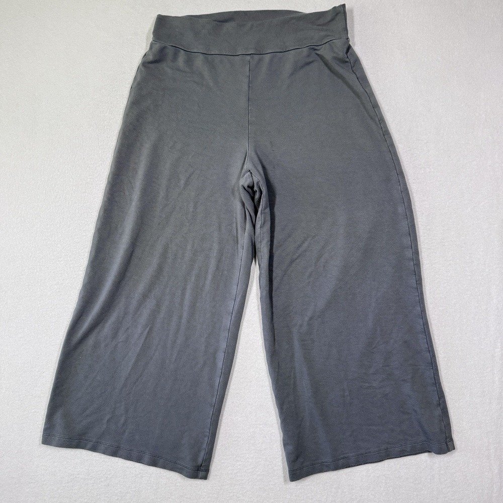 Flax Pants Womens Small Wide Leg Crop Elastic Waist Pull On Lagenlook Lounge